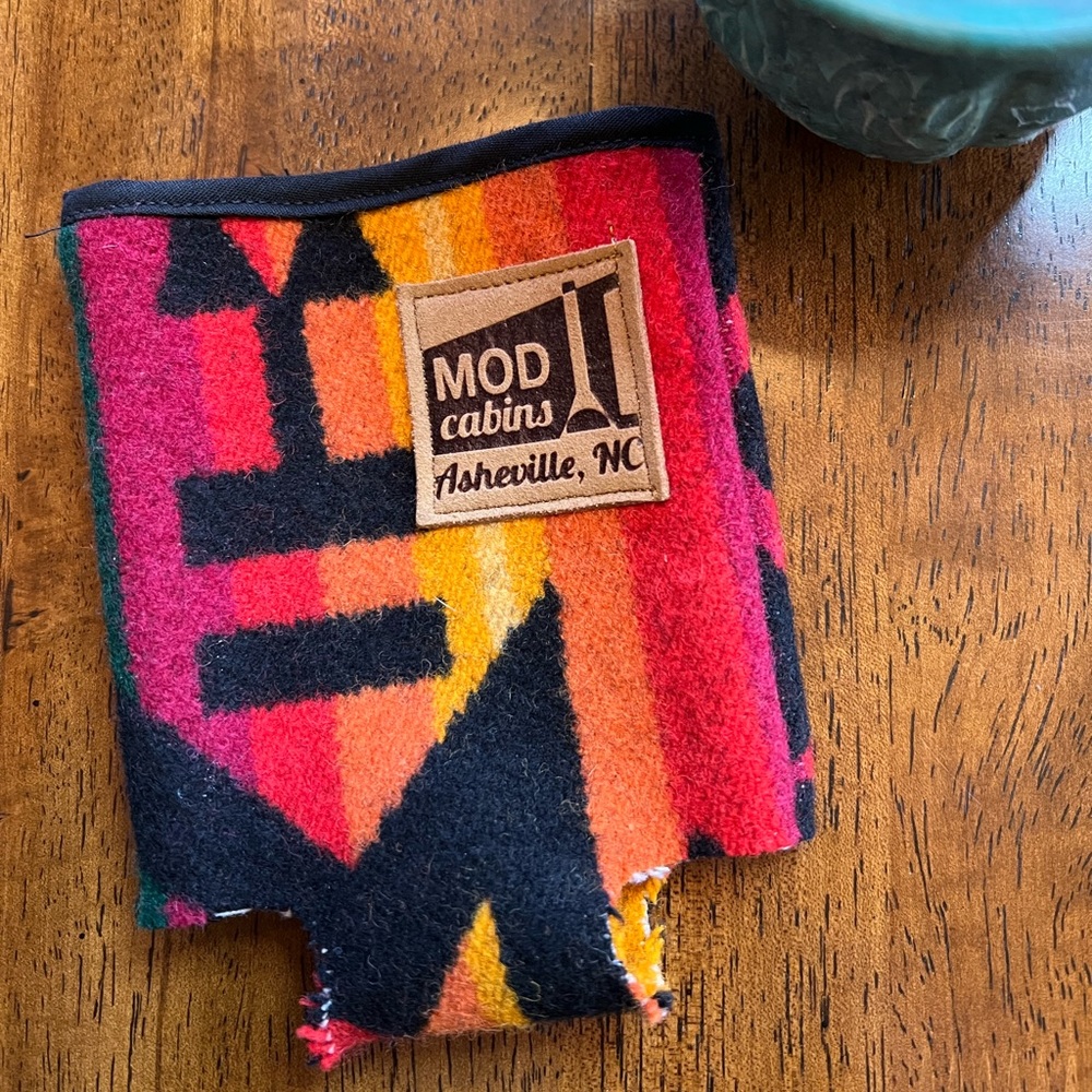 Pendleton style beer koosie, soda sleeve